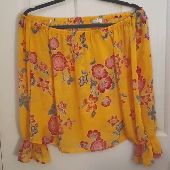 Forever 21 Womens Sheer Off The Shoulder Top - Picture 1 of 8